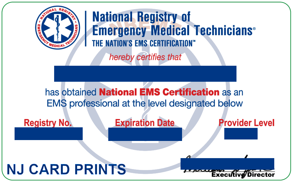 NREMT Card Printing | EMT Wallet PVC Card (Durable Replacement